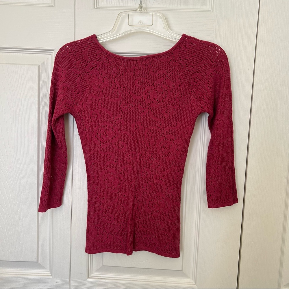 Ideology Deep Pink Fitted 3/4 Sleeve Top
